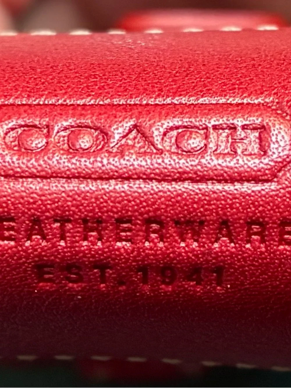 Coach Vintage Red Leather Accessory Buckle Pouch Phone Keys Makeup Headphone Etc